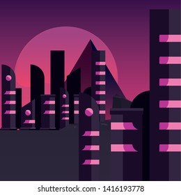 futuristic city videogame retro vector ilustration vector ilustration