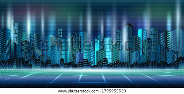 Ville Futuriste Fond D Ecran Paysage Illustration Image Vectorielle De Stock Libre De Droits