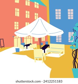 Futuristic cityscape. City street, road. Vector illustrations. Typographic poster design. Background.