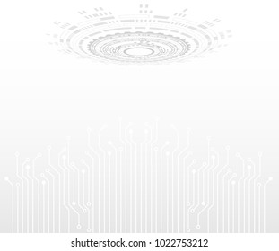 Futuristic clean technology concept,  white paper gear wheel technology circuit board. hi-tech, engineering