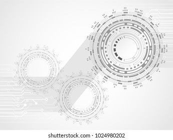 Futuristic clean technology concept,  white paper gear wheel technology circuit board. hi-tech, engineering .vector
