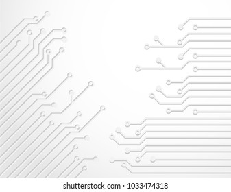 Futuristic clean technology concept,  white paper circuit board. hi-tech, engineering ,  white background