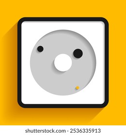 Ícone de relógio futurista em estilo plano realista, temporizador no fundo amarelo. Relógio moderno. Elemento de design de vetor para seu projeto