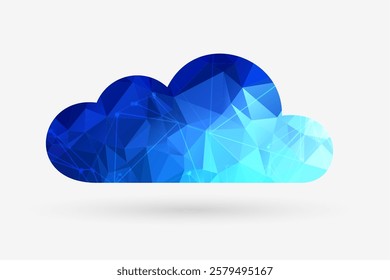 futuristic cloud computing low poly pattern background in paper cut style vector