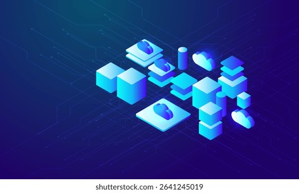 Futuristic cloud, smart platform, digital background, secure system, business, technology, scalable solution.