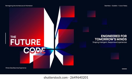 Futuristic Code Abstract - Red and Blue Digital Split Background for Innovation Themes