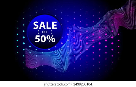 Futuristic color vector abstract background with bright light planets and stars cosmos banner with neon