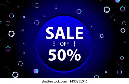 Futuristic color vector abstract background with bright light planets and stars cosmos banner with neon