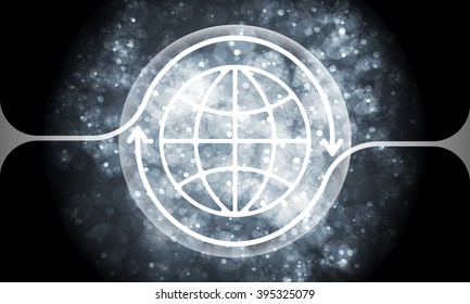 Futuristic colored abstract background and transparent globe symbol