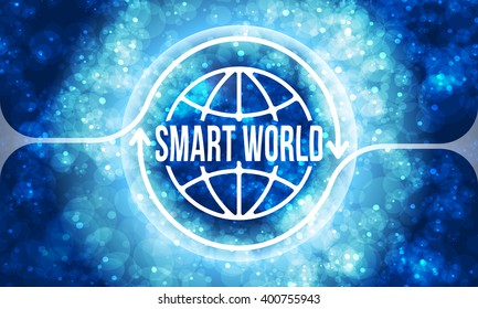 Futuristic colored abstract background and transparent smart world symbol