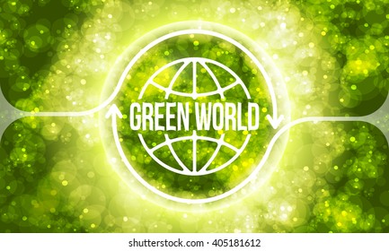 Futuristic colored abstract background and transparent green world symbol
