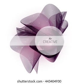Futuristic colorful abstract. Design backdrop. Violet  flower. Grid texture. Disco background