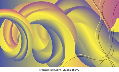 Futuristic colorful background. Bright swirling abstract shapes, intertwining wavy lines. 3D effect. Template for your projects. Vector.