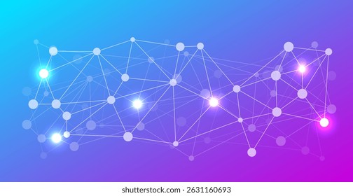 Futuristische farbige digitale Netzwerkverbindung Hintergrund. Vektorgrafik. Technologie-Banner. Bildschirmhintergrund
