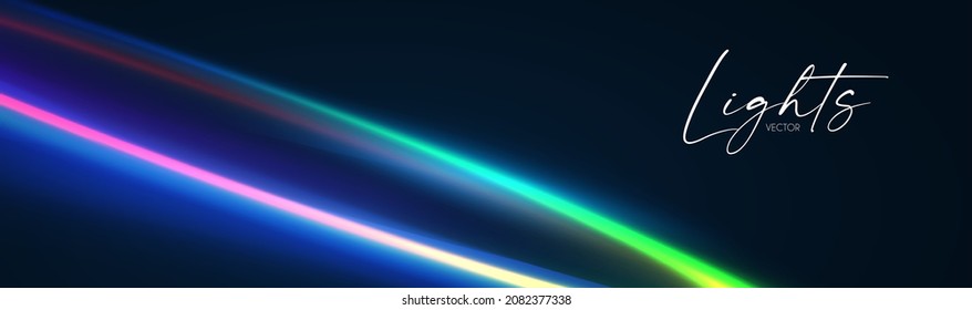 Futuristic colorful light effect. Circle neon light motion