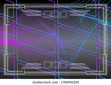 Futuristic colorful retro style background design. Abstract gradient shapes composition with vintage frame. Luxury design posters.