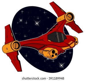 futuristic combat starship. abstract vector illustration 3