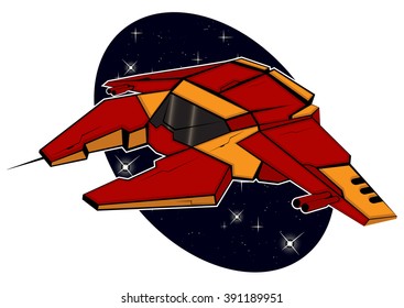 futuristic combat starship. abstract vector illustration 4