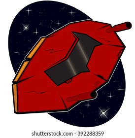 futuristic combat starship flying in space. abstract vector illustration