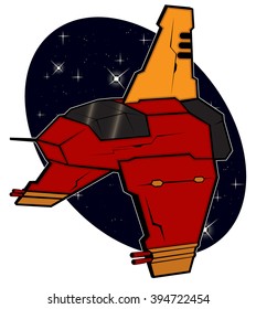 futuristic combat starship flying in space. abstract vector illustration