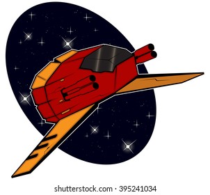 futuristic combat starship flying in space. abstract vector illustration