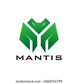 futuristic company logo in the form of a green mantis