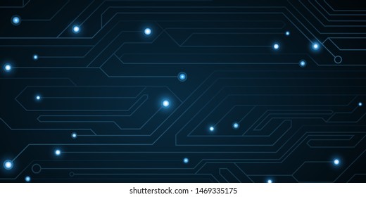 Futuristic computer circuit background. High tech design. Circuit board. Electronic network. Glowing neon lights. Vector illustration. EPS 10