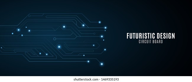 Futuristic computer circuit background. Hi-tech design. Circuit board. Electronic network. Glowing neon lights. Vector illustration. EPS 10