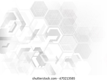 futuristic computer concept background, sci-fi illustion in the black and white tone abstract background, white polygon hi-tech simply interface