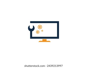 A futuristic computer logo with metallic accents and sharp angles, evoking a sense of progress and advancement.
