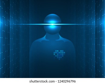 Futuristic concept of artificial intelligence. Machine learning. Reliable information protection. Abstract digital background. Vector illustration.