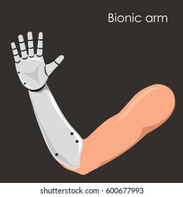 Futuristic Concept Of Bionic Arm, Robotic Mechanical Hand. White Plastic Or Polymer Material. Prosthesis. Vector Isolated Illustration.