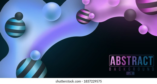 Futuristic concept of fluid design. Luminescent liquid and glowing purple and blue gradient shapes on a dark background. Abstract banner for your project. Vector illustration. EPS 10