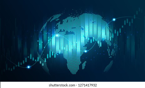 Futuristic Concept Of Global Economics Suitable For World Financial Technology Economic Trends , Business Or Digital Network Idea And All Art Work Design. Abstract Digital Background. Vector