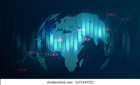 Futuristic Concept Of Global Economics Suitable For World Financial Technology Economic Trends , Business Or Digital Network Idea And All Art Work Design. Abstract Digital Background. Vector