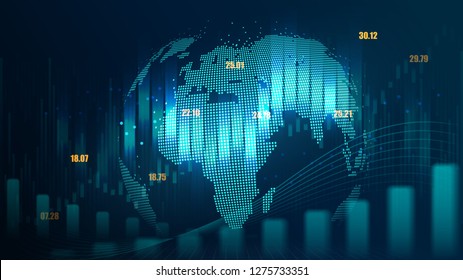 futuristisches Konzept von global passend für die Finanztechnologie Wirtschaftstrends , Business oder Digital-Netzwerk-Idee und alle Kunstwerke Design.Abstrakter digitaler Hintergrund. Vektorgrafik