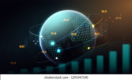 futuristic concept of global suitable for world financial technology Economic trends , business or digital network idea and all art work design. Abstract digital background. Vector