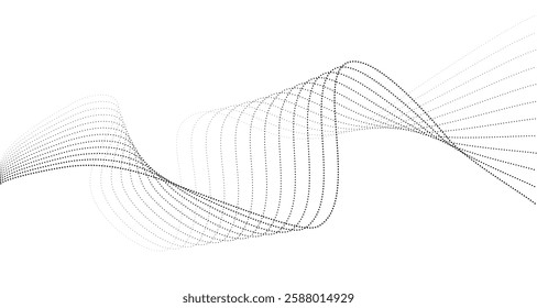 Futuristic concept of smooth dotted halftone  wave blend lines technology. Vector abstract illustration for digital art, web design, advertising.