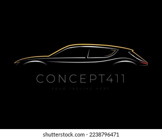 Plantilla de diseño de logotipo de sombra de concepto futurista con fondo negro 
