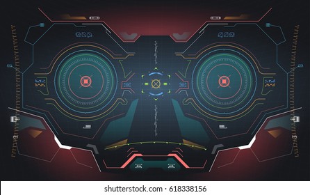 Futuristic concept ui for helmet. Head-up display template. View from the helmet with HUD elements