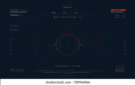 Futuristic Concept Virtual Touch User Interface HUD. Vector Interactive Screen With Control Panel. Communication Concept In HUD Style. For Infographic Elements