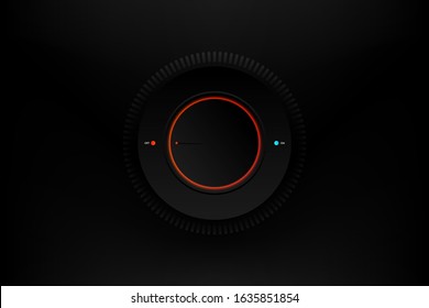 Futuristic concept of Volume button, sound control, music knob with texture off position