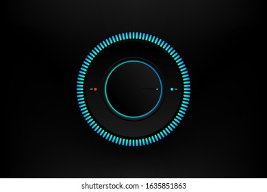 Futuristic concept of Volume button, sound control, music knob with texture and scale