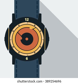 Futuristic concept wristwatch. Vector illustration in a flat style.