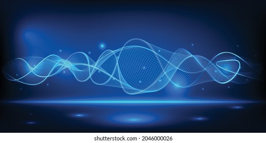 Punto furista que conecta el wireframe en forma de onda para el fondo de la tecnología digital.Ilustraciones vectoriales.