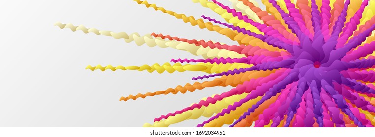 Futuristic connection structure. Сrystal flower or snowflake shape. 3d vector illustration. 