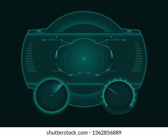 Futuristic control panel with sight and indicators.Vector illustration.