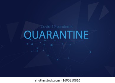 Futuristic Coronavirus, Covid-19 web banner template with glowing low polygonal virus cells on dark blue background. Virus pandemic alert. Modern wire frame mesh design vector 3d illustration