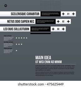 Futuristic corporate chart template on gray background. Useful for presentations and marketing media.