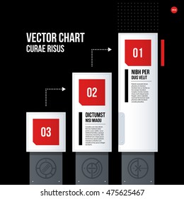 Futuristic corporate chart template on black background. Useful for presentations and marketing media.